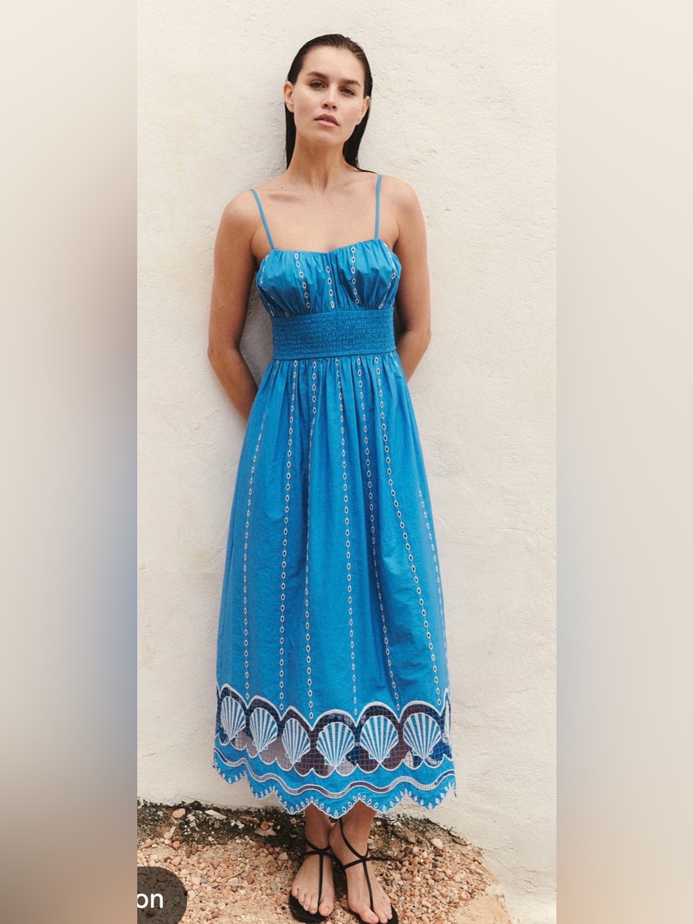 Rails Murano Eyelet Midi Dress with Smocked Waist